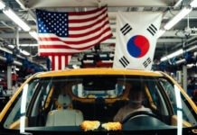 Kia’s Plans to Produce Hybrid Vehicles in the U.S. Fresh Kia hybrid with hashbrowns and flags.