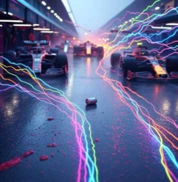 How AI and Big Data Are Changing Race Strategy in Formula 1 and Beyond Blurry F1 pit lane, neon data, rolling energy can.