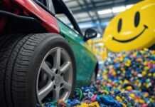 Can Cars Be 100% Recyclable? The Future of Eco-Friendly Car Manufacturing Blurry car disassembly in recycling plant, hopeful vibe.