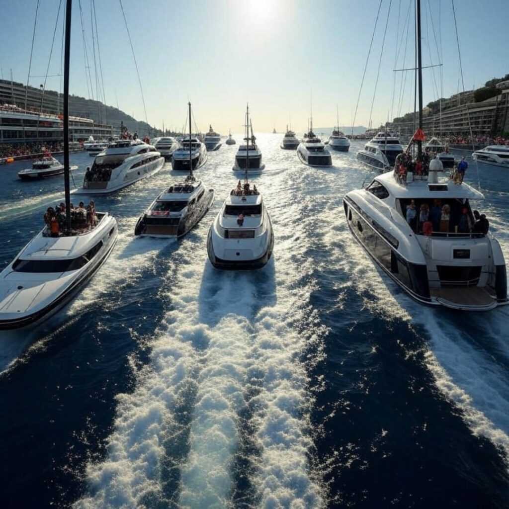 2025 Monaco Grand Prix harbor madness, from my wobbly boat view.