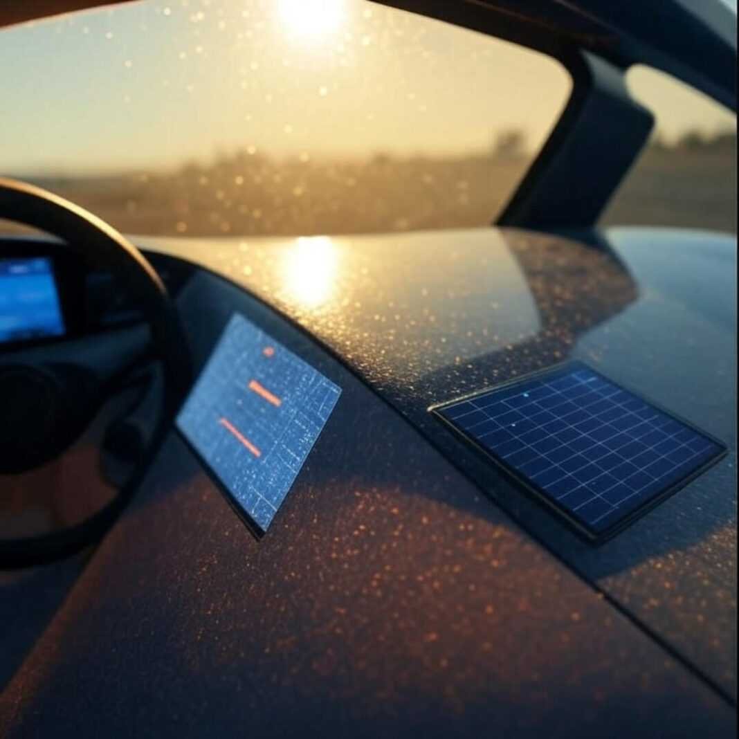 Sweaty driver, solar dash glows hopefully.