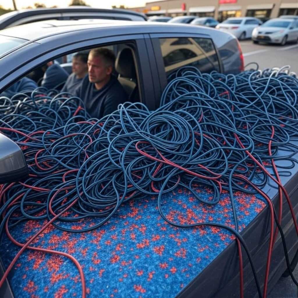 Dodging cords at the EV station, dreaming of cars smarter than me.