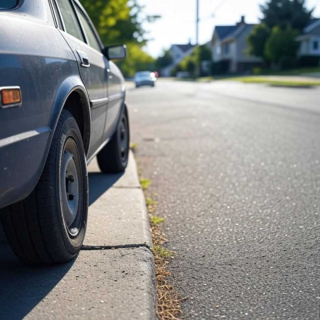 Tire too close to curb, oops.