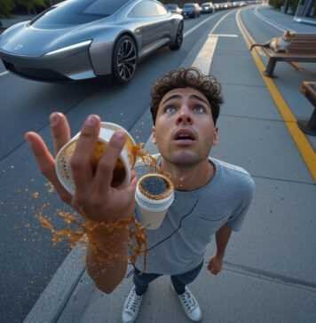 Flying Cars, Smart Roads, and Beyond: What Transportation Will Look Like in 2050 Flying car hovers over smart road, coffee spills, cat naps.